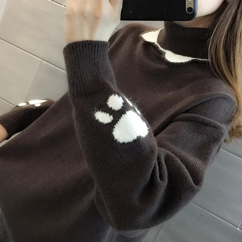 Autumn Winter Ladies Turtleneck Sweater Women  Thick Loose Bottoming Shirt Fashionable Outside Wear All-match