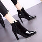 European Contracted Boots Woman British Style Boots Martin Boots Autumn Winter High-heeled Shoes