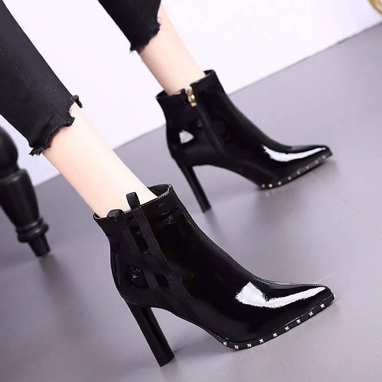 European Contracted Boots Woman British Style Boots Martin Boots Autumn Winter High-heeled Shoes