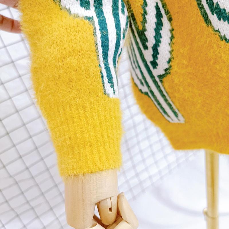 Boys and Girls Sweater Autumn and Winter Thickening Children's Sweater Single-breasted Warm Jacket