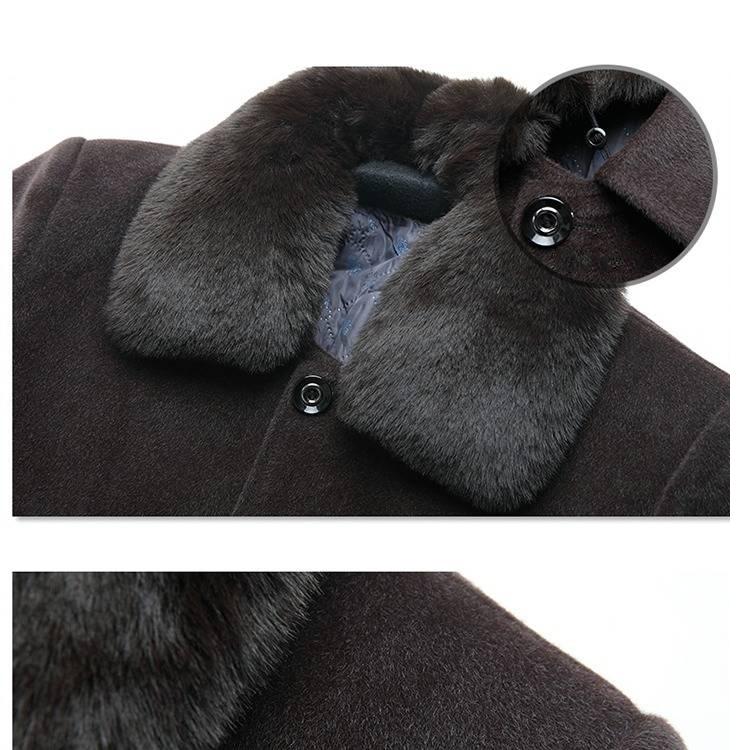 Winter Trench Coat for Men Fashion Mens Jackets Woolen Men's Jacket Fur Collar Warm Woolen Coat