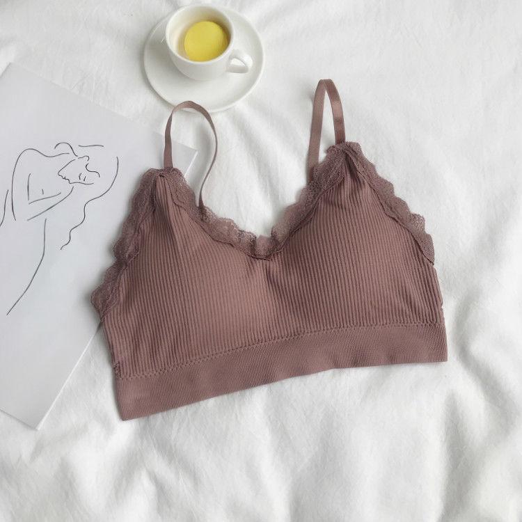 Korean Version Pure Desire Style Lace Bra No Steel Ring Wrapped Chest Anti Light Hanging Belt Bottomed Vest Bra