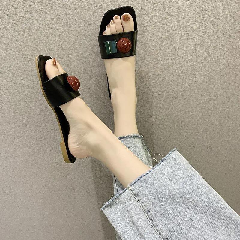 Slippers Women Outdoor Slippers Flat-bottom Slippers Women Outdoor Fashion Beach Sandals and Slippers