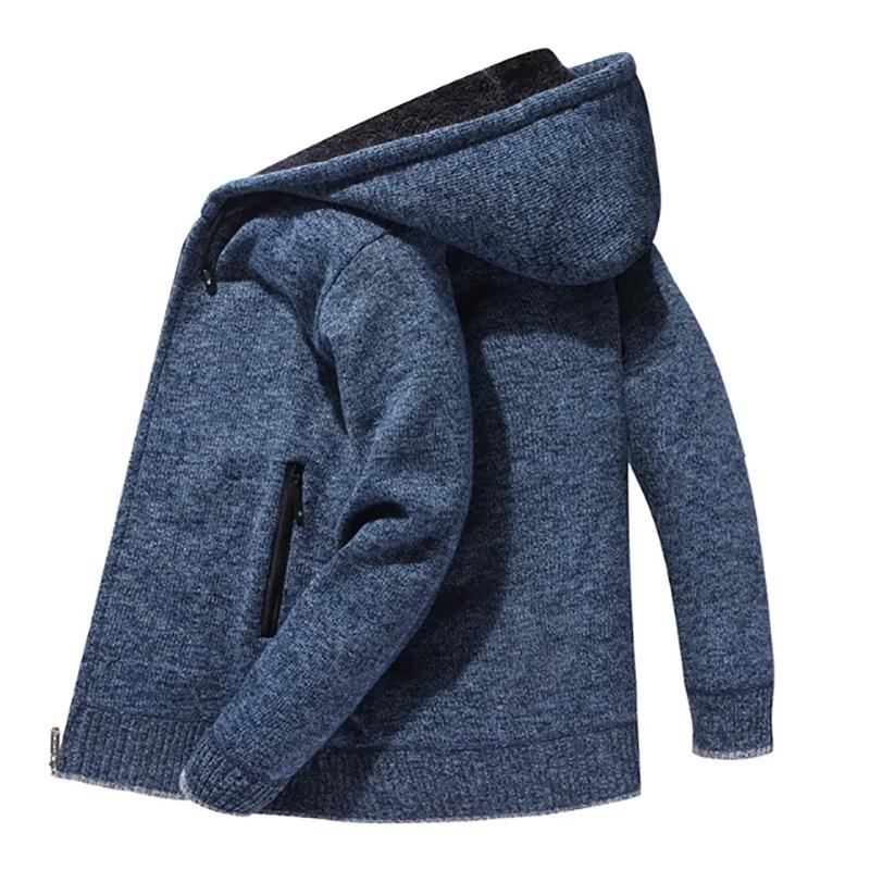 Sweater Men's Hooded Casual Young and Middle-aged Plus Velvet Thick Sweatshirts Pure Color To Keep Warm