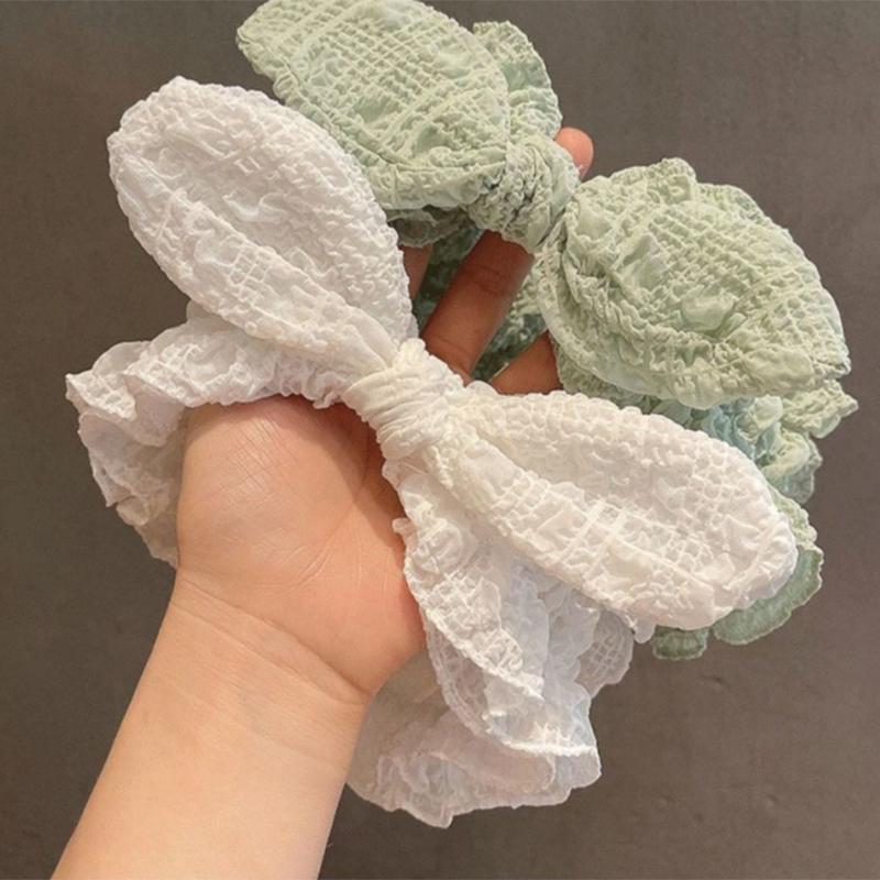 Spring and Summer Chiffon Headband Seersucker Solid Color Fabric Bow Headband Headband