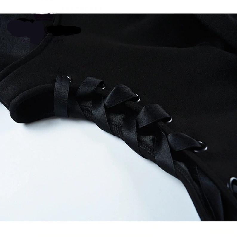 Gothic Crop Hoodie Women Sweatshirt Goth Cute Cat Crop Top Pullover Long Sleeve Hooded