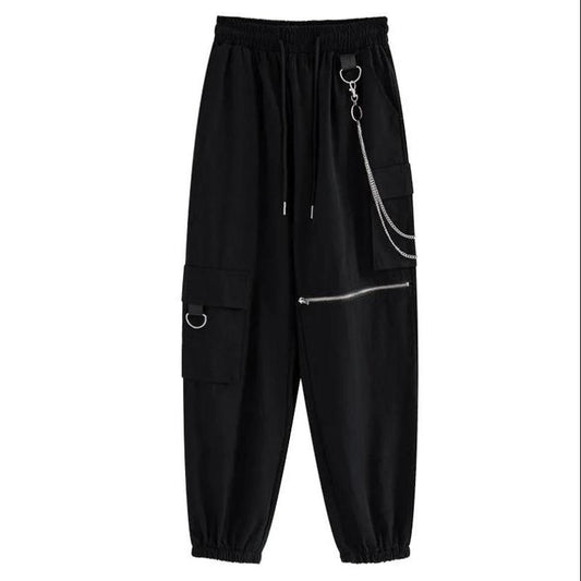 Drawstring Overalls Women Loose Wild Trend High Waist Handsome Black Large Size Slim Casual Pants
