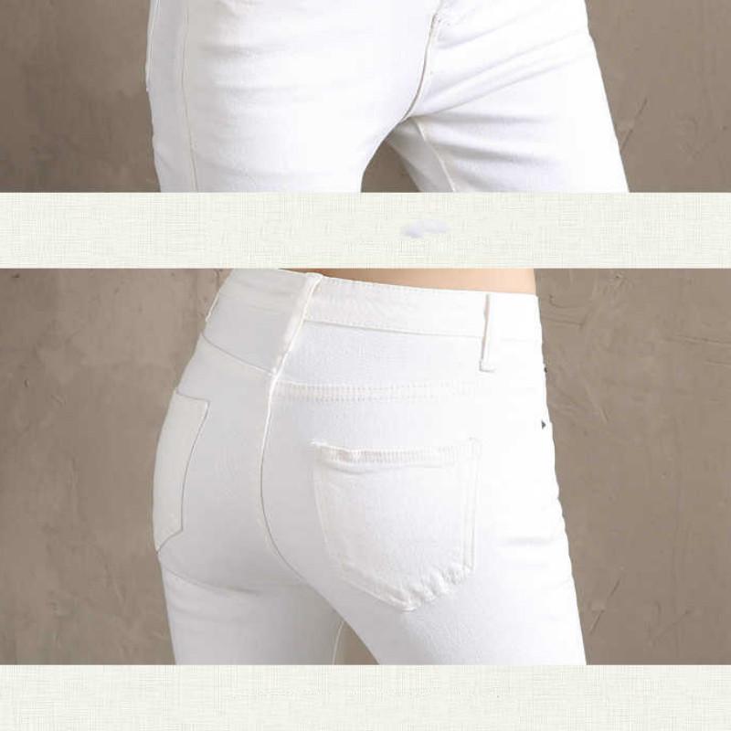 WTEMPO Women's White Flare Jeans Stretch Slim High Waist Significantly Tall 9-point Pants Casual Jeans