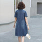 Long Dress Long Sleeve Shirt Dress Women Denim Long Dresses Pocket Button Shirt Print Dress Casual Loose Dresses 2021