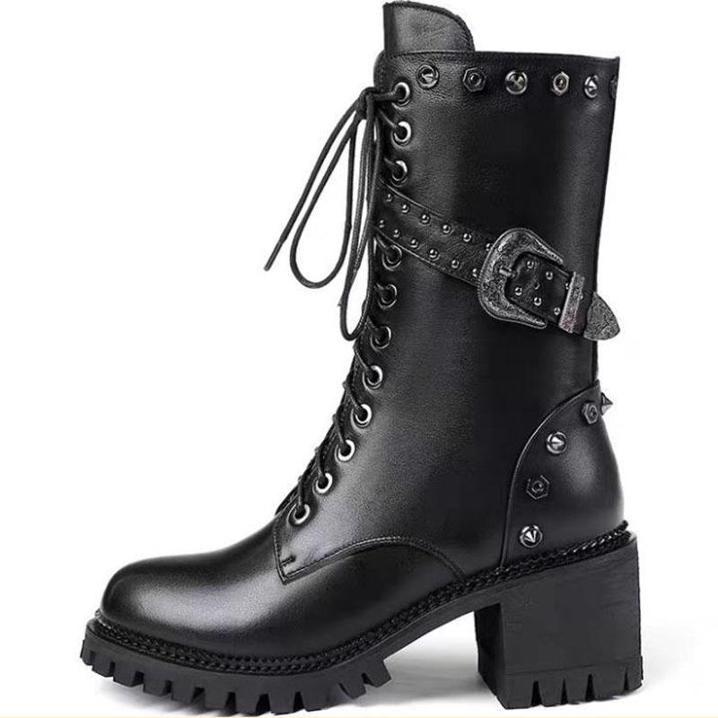 Spring and Autumn Martin Boots Women British Style Rivet Boots Motorcycle Boots Military Boots Single Boots
