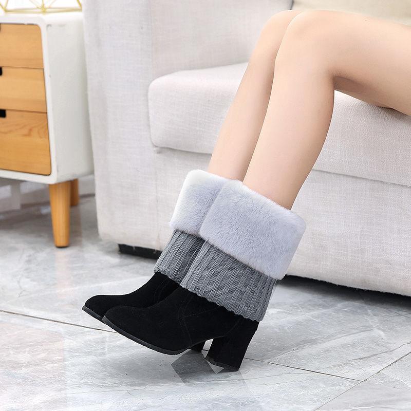 Real Rabbit Furnish Bag Fashion Flipped Legs Set Hundred Peel Socks Set Autumn Winter General Warm Calf Leg Warmers Rex rabbit hair