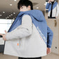Thin Spring and Autumn Jacket Men's Handsome Loose Hooded Work Jacket Men's Temperament Short Long-sleeved Warm Zipper Jacket