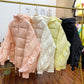Winter Clothes New Personality Women's Down Jacket Candy Color Hooded Drawstring Ruffled Sleeves Fashionable White Duck Down Loose Coat