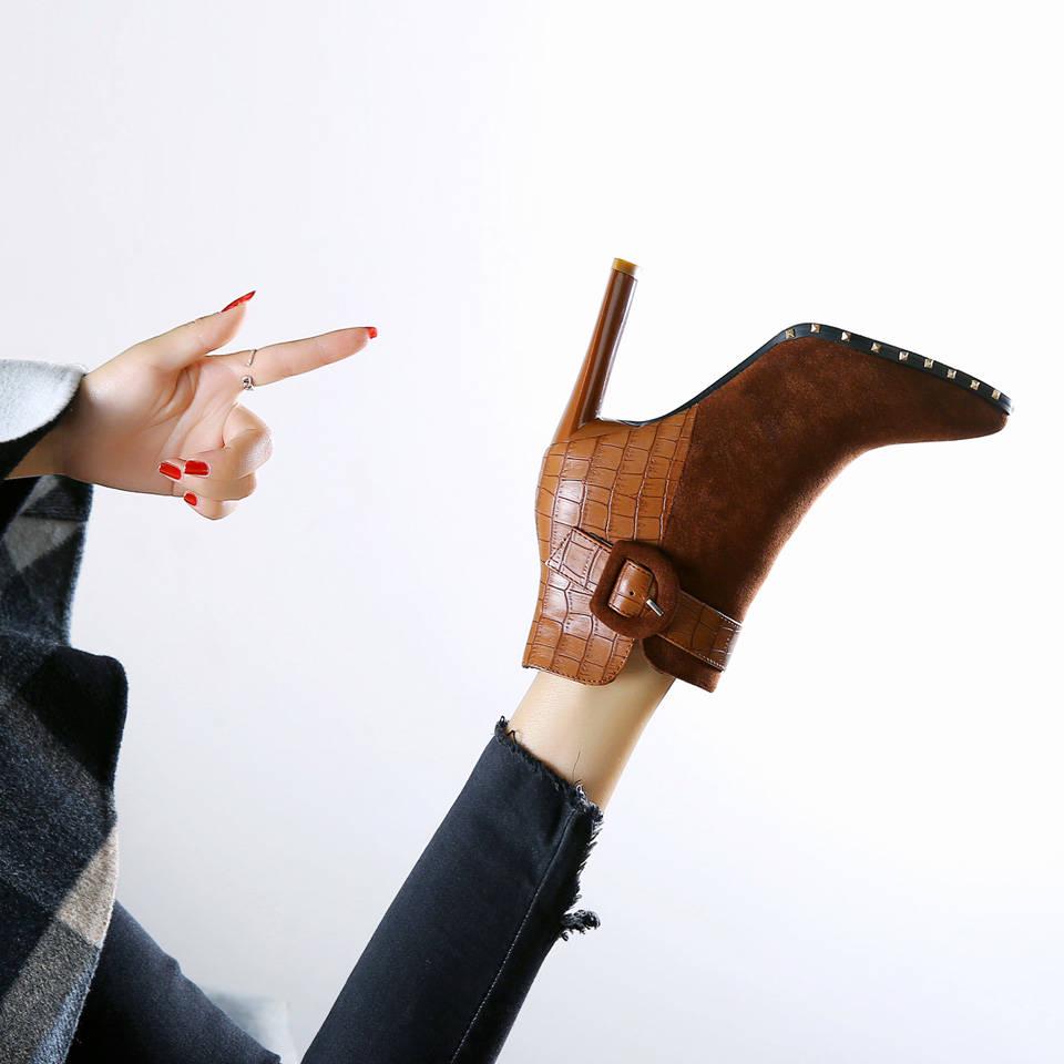 Women's Pointed High-Heeled Fashion Pattern Shoes Boots Large Size Booties Winter High Heels