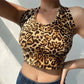 Ladies Short Sexy Crop Top Leopard Print Halter Neck Small Camisole Women's High Waist Open Back Tube Top Trend Steetwear Tank Top Sleeveless Pullover