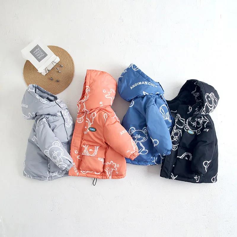 Winter White Duck Down Girls Disposable Down Jacket Thicken Plus Fleece Hooded Warm Cotton Jacket