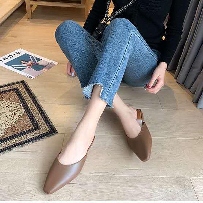 Korean Fashion Half Slippers Female Summer Wear Baotou Net Red Chic Lazy Single Shoes Wild One Pedal Female Slippers