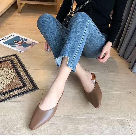Korean Fashion Half Slippers Female Summer Wear Baotou Net Red Chic Lazy Single Shoes Wild One Pedal Female Slippers