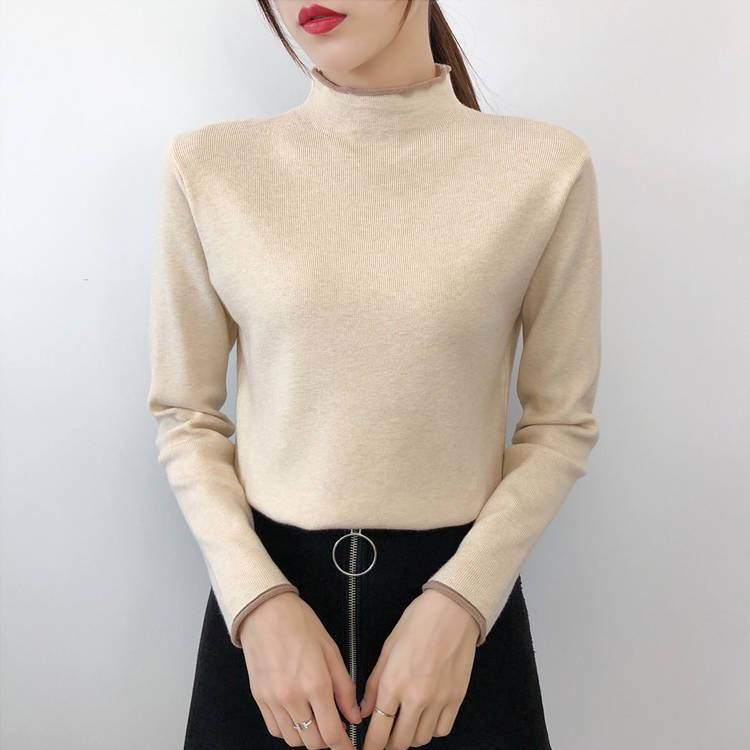 Knitting Women Sweaters and Pullovers Solid Turtleneck Slim Casual Ladies Knitted Sweater Winter