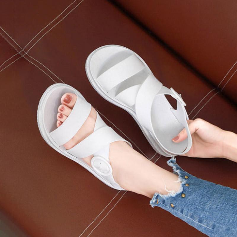 Women's Fashion Candy Sandals Flat Bottomed Outdoor Solid Color Leisure Fashion Comfortable and Breathable Outdoor Beach
