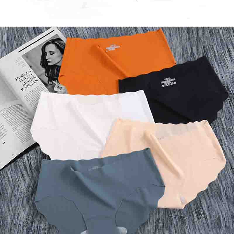 Ice Silk Underwear Women's Sexy Pure Cotton Crotch Ladies Antibacterial Seamless Breathable Girl Briefs Head