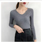 Autumn Winter V-neck Bottoming Shirt Sweater Women's Slim Was Thin Wild Pullover Sweater
