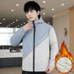 Thin Spring and Autumn Jacket Men's Handsome Loose Hooded Work Jacket Men's Temperament Short Long-sleeved Warm Zipper Jacket