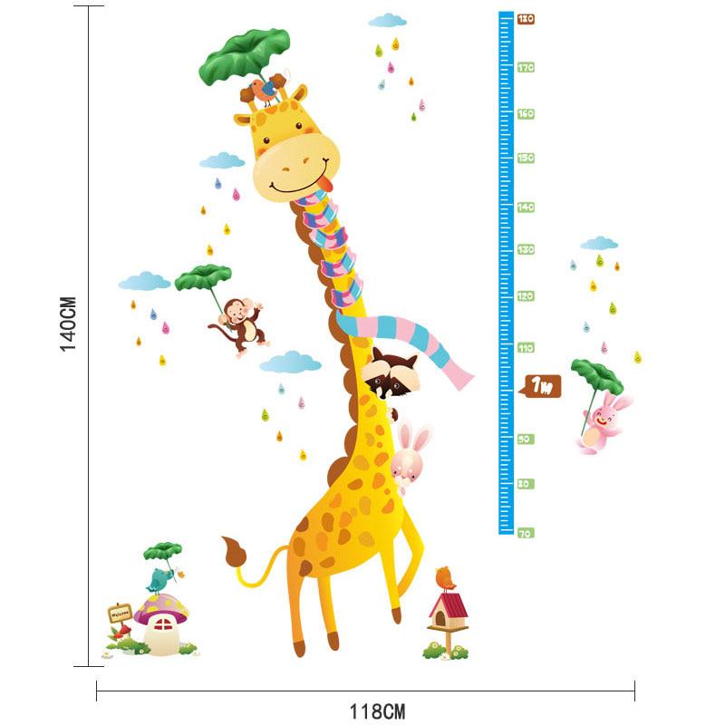 [Wall sticker] cartoon Giraffe height measure wall stickers for children decals diynursery room inte
