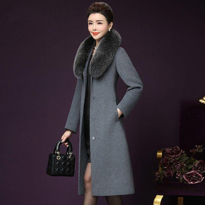 Women Wool Coat Fur Collar Women Loose Long Woolen Coats Winter Coat Woolen Overcoat Wool Jackets