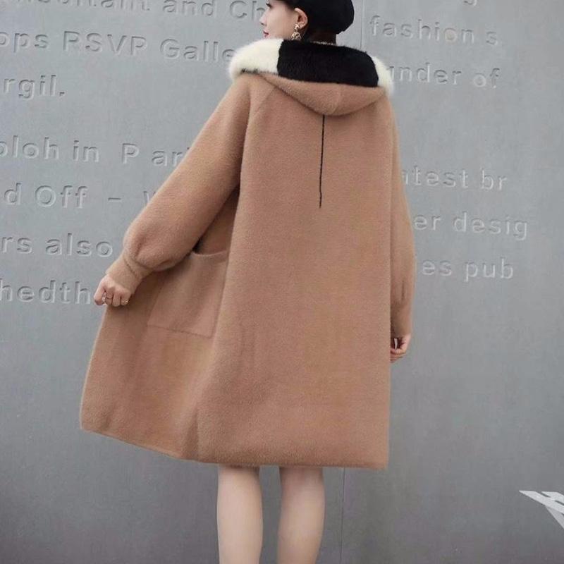Autumn and Winter Long-sleeved Cardigan Jacket Mid-length Style Thick Hooded Sweater
