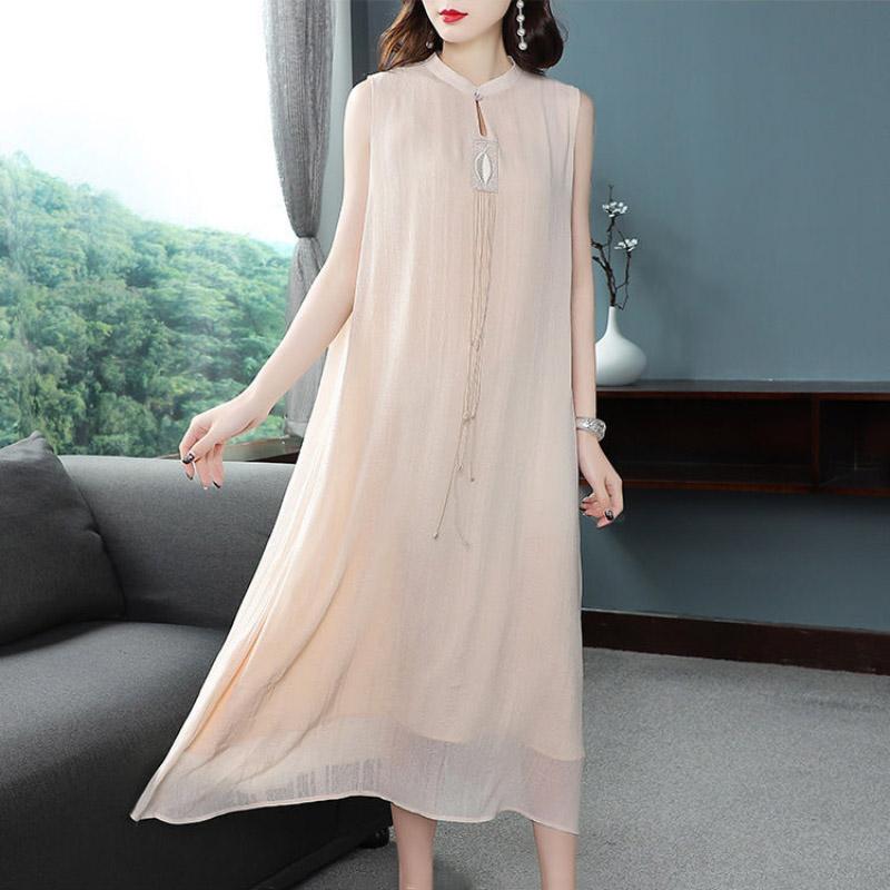 Spring Summer Women Two-piece Long Skirt Chinese Style Women Retro Temperament Cheongsam Improved Version Spinning Dress