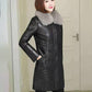 Women's PU Leather Coat  Mid-length Windproof Thick Warm Parka with Detachable Fur Collar Female Overcoat Outerwear Plus Size