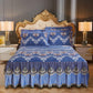 Anti-skid Warm Bedspread Thickened Winter Bedding Skirt High-grade Crystal Velvet Bed Skirt Pillowcases Three-piece Set