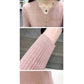 Can't Afford The Ball Fabric Button V-neck Sweater Women Loose Casual Fashion Korean Knitted Pullover Sweater