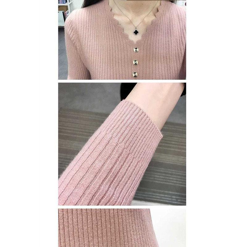 Can't Afford The Ball Fabric Button V-neck Sweater Women Loose Casual Fashion Korean Knitted Pullover Sweater