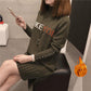 Plus Velvet Thick Mid-length Close-fitting Sweater for Female Students Loose-fitting Half-high Neck Sweater Skirt Knitted Bottoming Shirt