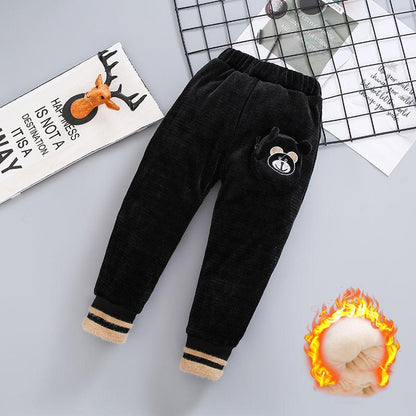 Boys Loose Self-cultivation Cold-proof Double-layer One-piece High-waist Girls Outside Campus Wear Three-layer Thickening Fashion Extra-thick