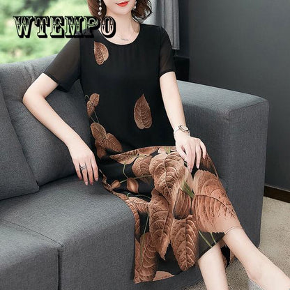Casual Women Dress 2019 Summer Dress Short Sleeve Single Breasted Crown Print Elegant Party Dress