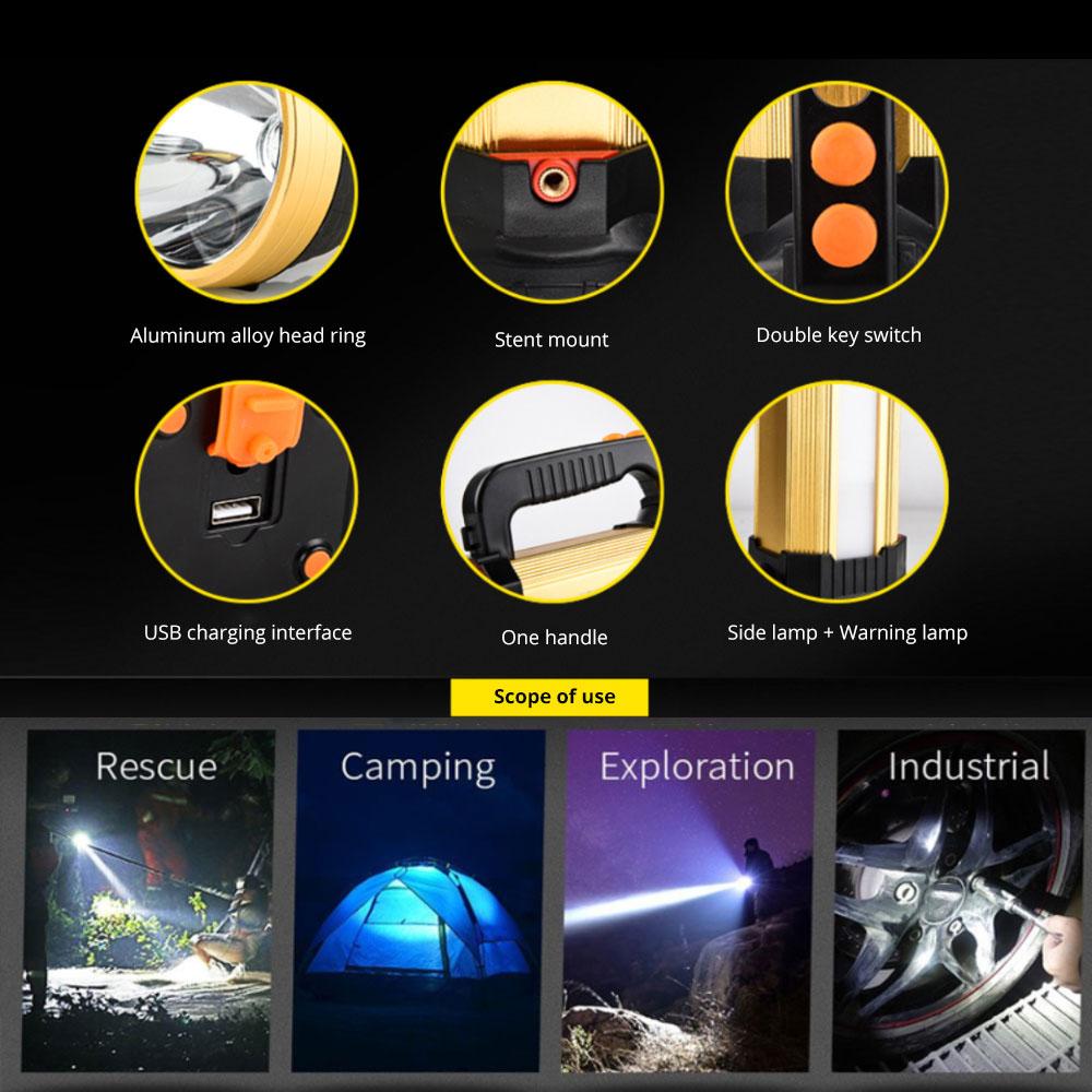 PDTO LED Handheld Spotlight Rechargeable Camping Hunting Flashlight Spot Light