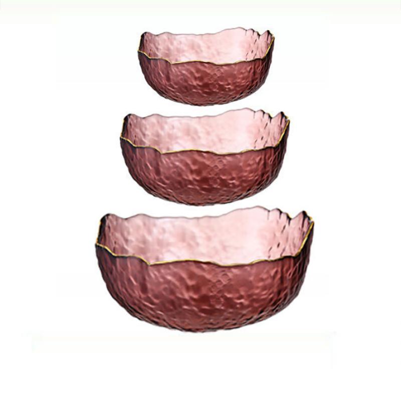 Phnom Penh Glass Salad Bowl Transparent Lunch Box Instant Noodle Bowl Creative Student Fruit Fishing Plate Household Set Tableware
