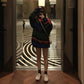 Pofulove Autumn Winter Color Striped Sweater Women Long Round Neck Students Loose Pullover Coat