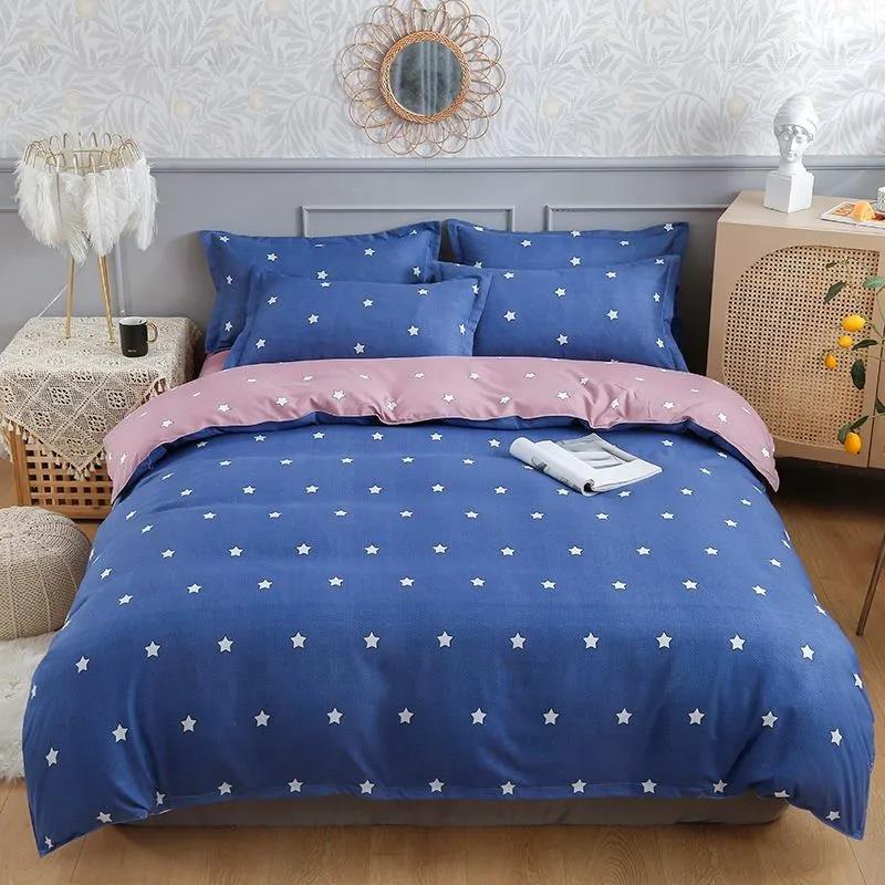 Modern Minimalist Spring Cotton Brushed Four-piece Machine Washable Bed Sheet Quilt Cover Bed Student Dormitory Supplies Set
