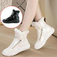 Girls Winter Snow Boots Knight Leather White Martin Boots Thick-soled Mid-tube Boots Short Boots Large Size Flat Cotton Boots