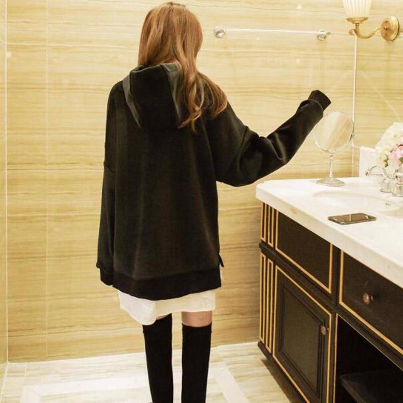 Cotton Women's Sweatshirt Wild Large Size Long Sleeve Warm Hood Top Autumn Winter Sweatshirt