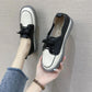 Autumn Color-blocking Flat Shoes Women's Soft Leather Korean Style Retro Casual Sneakers Girls Shallow Mouth Leather Shoes Casual Shoes