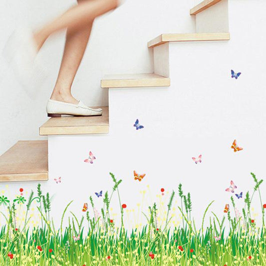 Cartoon New wall stickers spring field romantic warm wallpapers removable corner waist line stickers