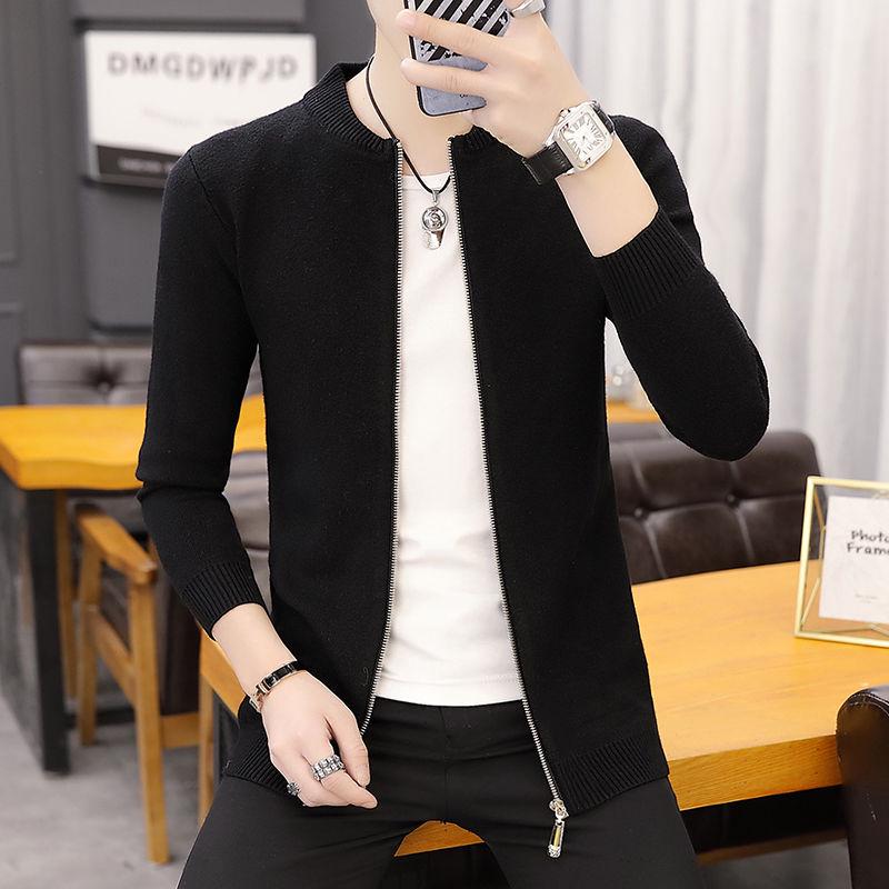 Mens Fleece Sweater Autumn Winter Warm Cashmere Dress Slim Fat Wool Zipper Sweater Men Knitted Coat