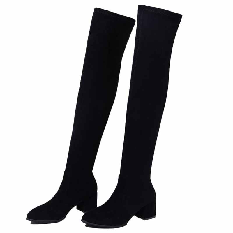 Over-the-knee Boots Women's Autumn and Winter High-heeled 5cm Stovepipe Boots Long Tube Women's Boots All-match Boots