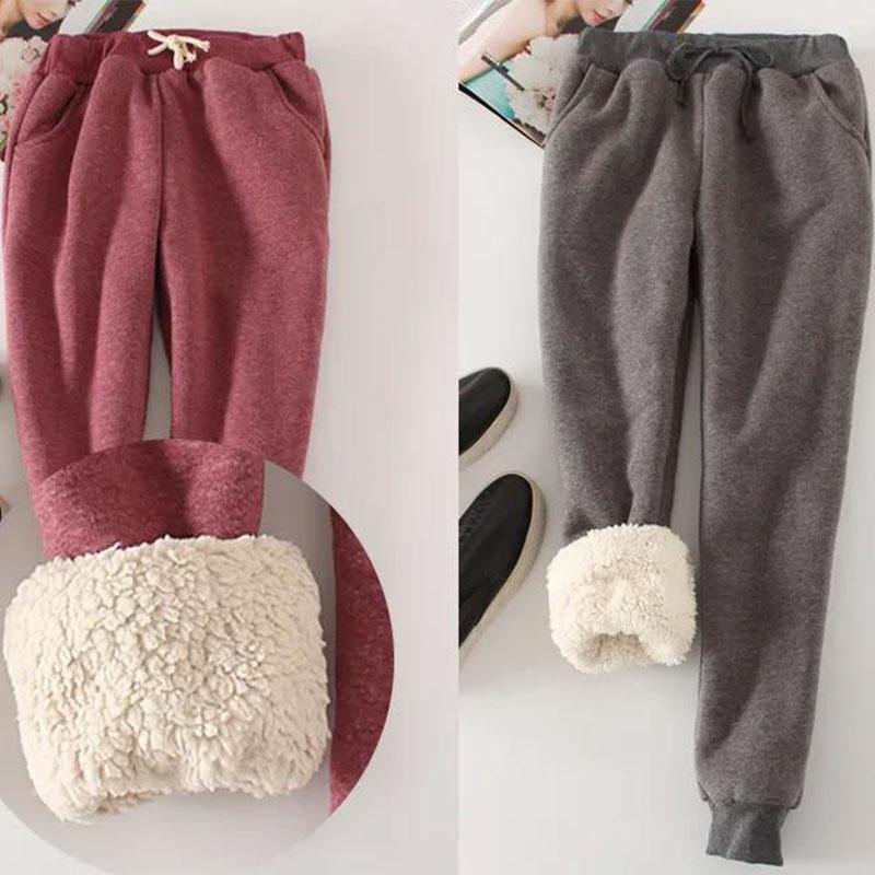 Winter Lamb Velvet Thick Sports Pants Feet Plus Velvet Casual Pants Loose Harem Pants Plus Size Cotton Trousers Trousers Women