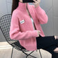 Stand Collar Women's Cardigan Sweater Short Jacket Knit Top Spring Autumn Solid Color Loose Sweater Outer Wear